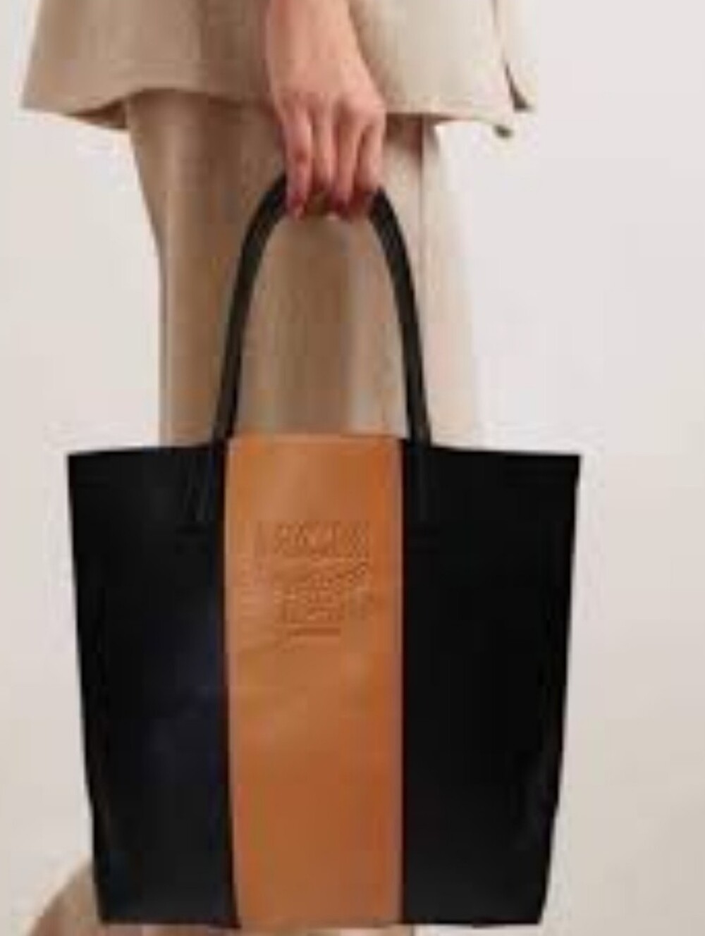 MCM  Parfum Black /Tan Leather Tote Bag - Minimalist Everyday Carry